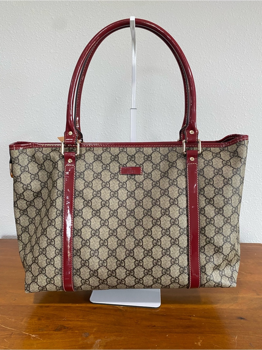 Brown Canvas Tote with Red Trim